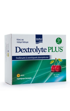 Packaging of the product Dextrolyte PLUS by InterMed.
