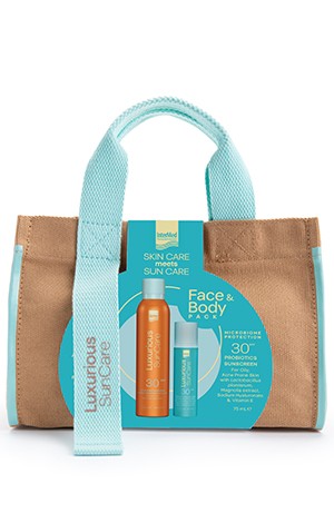 Packaging of the product Luxurious SunCare Face & Body Pack (Microbiome Protection) by InterMed.