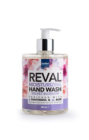 Κρεμοσάπουνο REVAL HAND WASH Velvet Blossom 500ml με πανθενόλη & αλόη για extra ενυδάτωση από την InterMed.