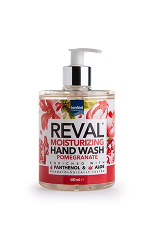 Κρεμοσάπουνο REVAL HAND WASH Pomegranate 500ml με πανθενόλη & αλόη για extra ενυδάτωση από την InterMed.