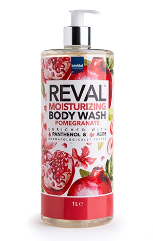 Αφρόλουτρο REVAL BODY WASH Pomegranate 1L με πανθενόλη & αλόη για extra ενυδάτωση από την InterMed.