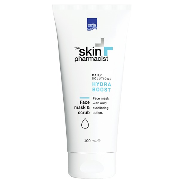 Συσκευασία του προϊόντος HYDRA BOOST Face mask & scrub της The Skin Pharmacist.