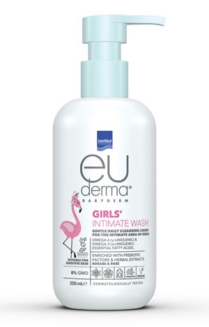 Lotion nettoyante quotidienne pour la zone intime des filles. De la naissance jusqu’aux premières règles.