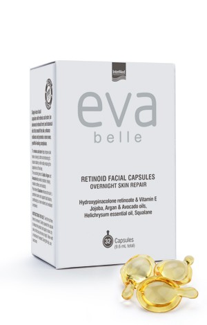 Eva Belle Retinoid Facial Capsules αντιγηραντικές κάψουλες ρετινοειδούς νέας γενιάς για λεία και ανανεωμένη επιδερμίδα.