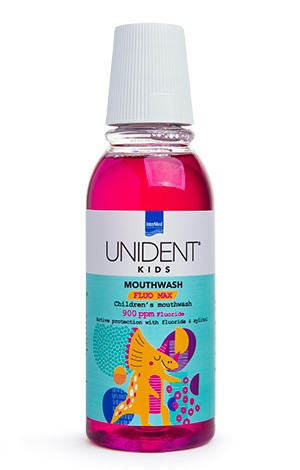 Το UNIDENT KIDS Fluo Max Mouthwash 900 ppm είναι ένα ειδικά σχεδιασμένo φθοριούχο στοματικό διάλυμα για την προστασία και την ενδυνάμωση των ευαίσθητων παιδικών δοντιών. 